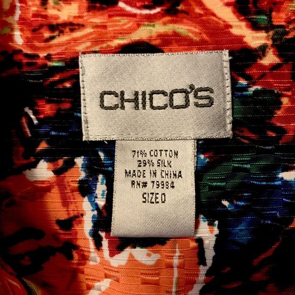 Chico’s Artsy Silk Blend Top Shacket Red WaterColor 0 (Small) Women CareerCore - Picture 6 of 15